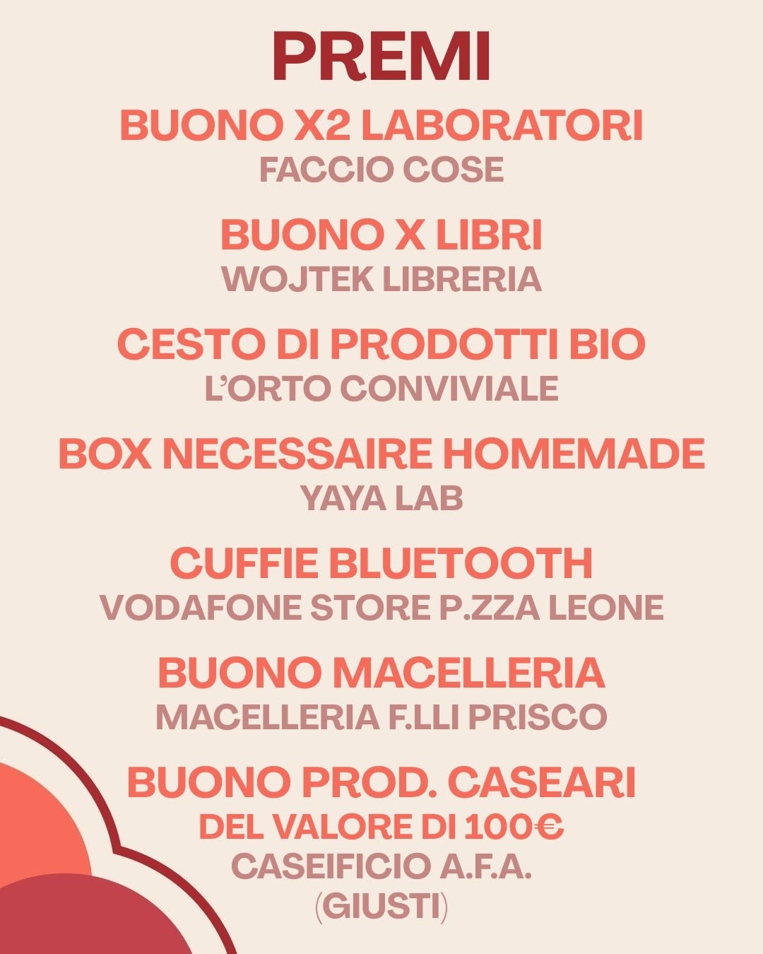 Seconda parte dell’elenco dei premi della sottoscrizione 2026